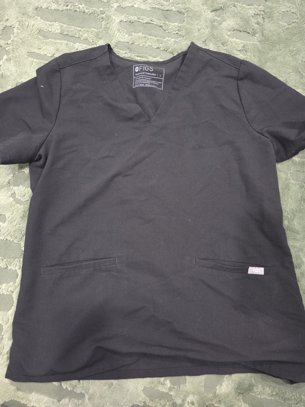 Figs Black V-Neck Utility Scrub Top